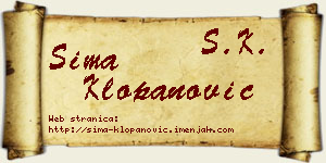 Sima Klopanović vizit kartica